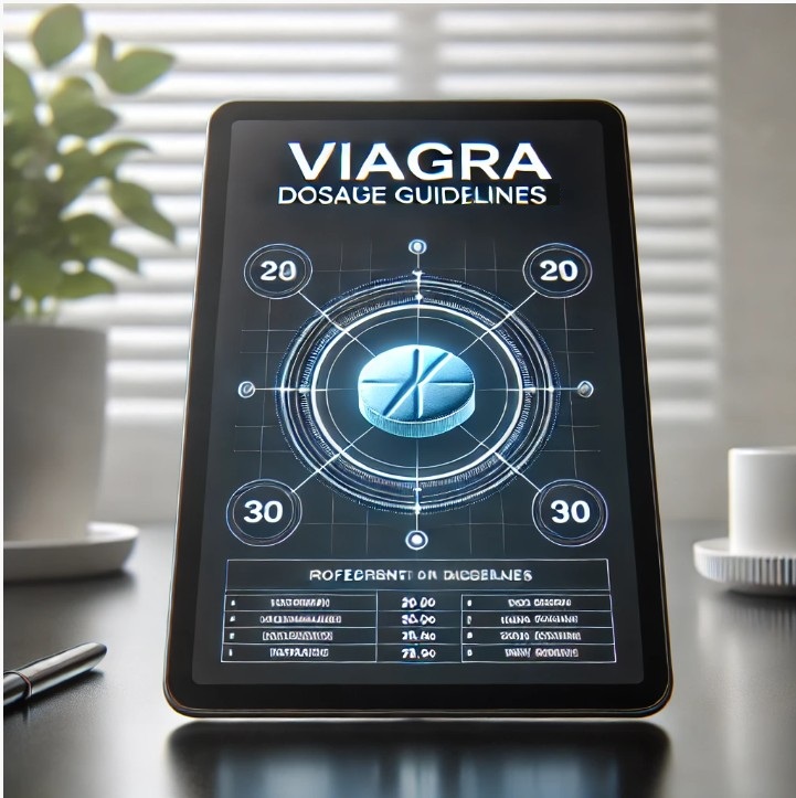 Viagra dosage guidelines on tablet screen